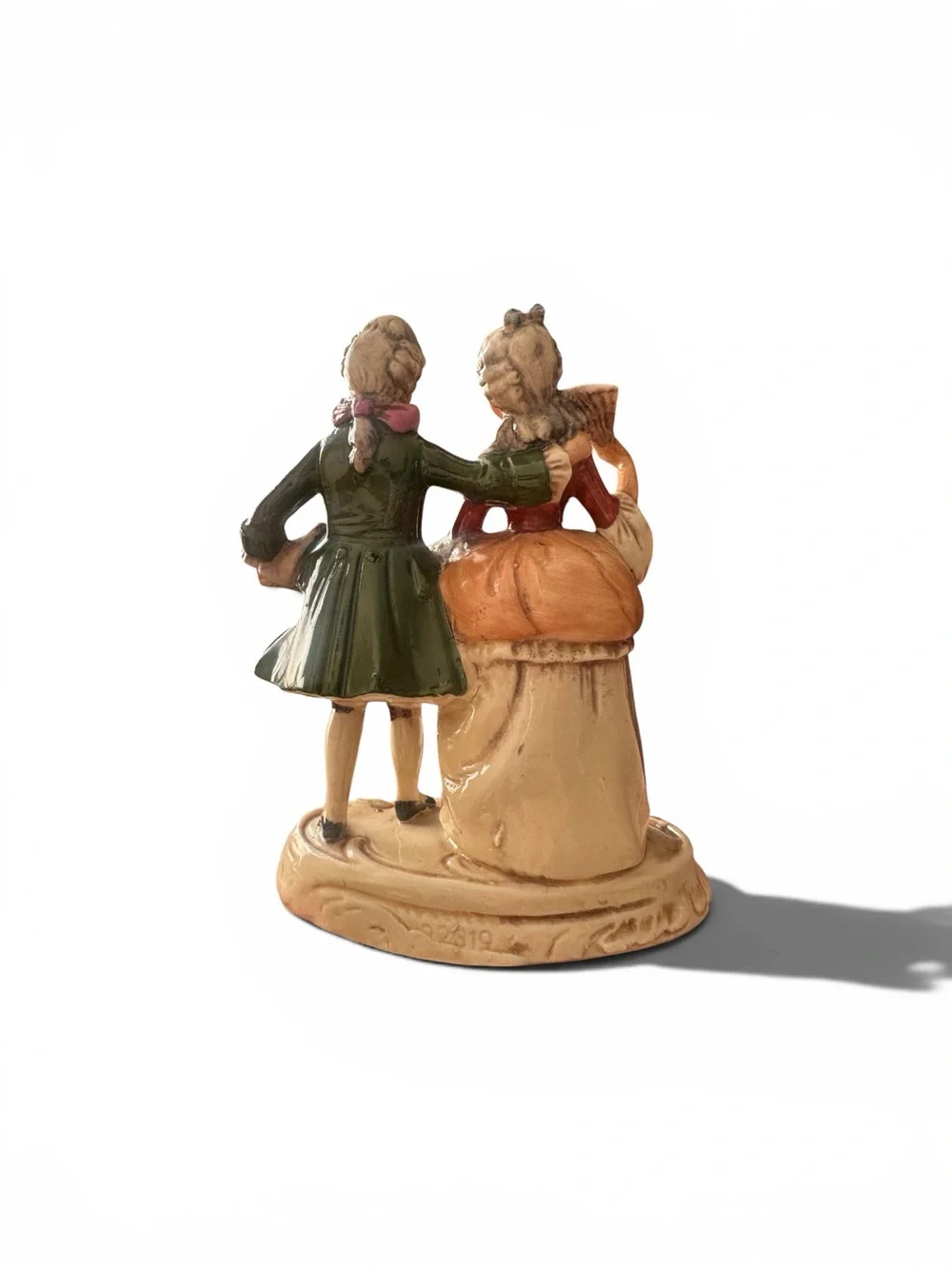 Vintage Porcelain Couple Figurine in Cream, Green, Brown - Picture 2 of 4